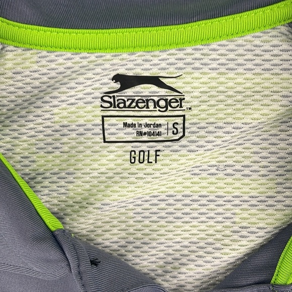 Slazenger Polo Golf Shirt‎ Mens Blue/Gray/green Stripe Short Sleeve Sz Small - Picture 3 of 8